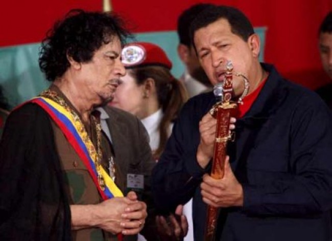 chavez gheddafi e1299087274322 Fidel e Chavez, gli amici di Gheddafi